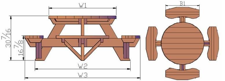 Round Picnic Tables - Attached Benches