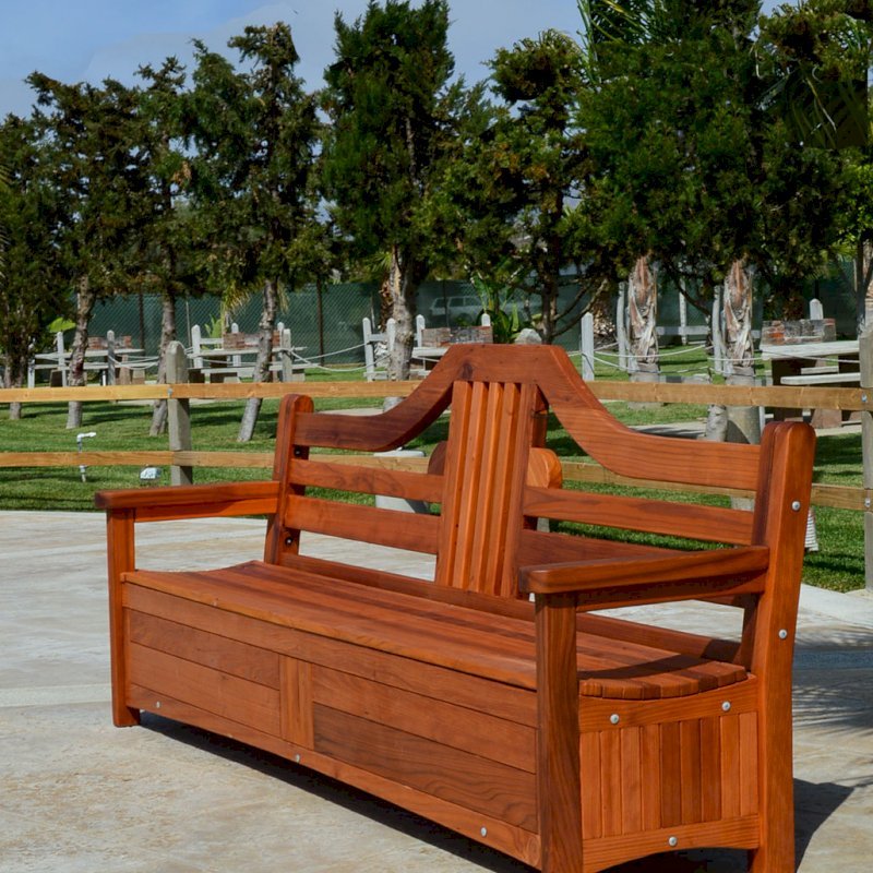 Redwood Storage Bench, Custom Outdoor Wooden Storage