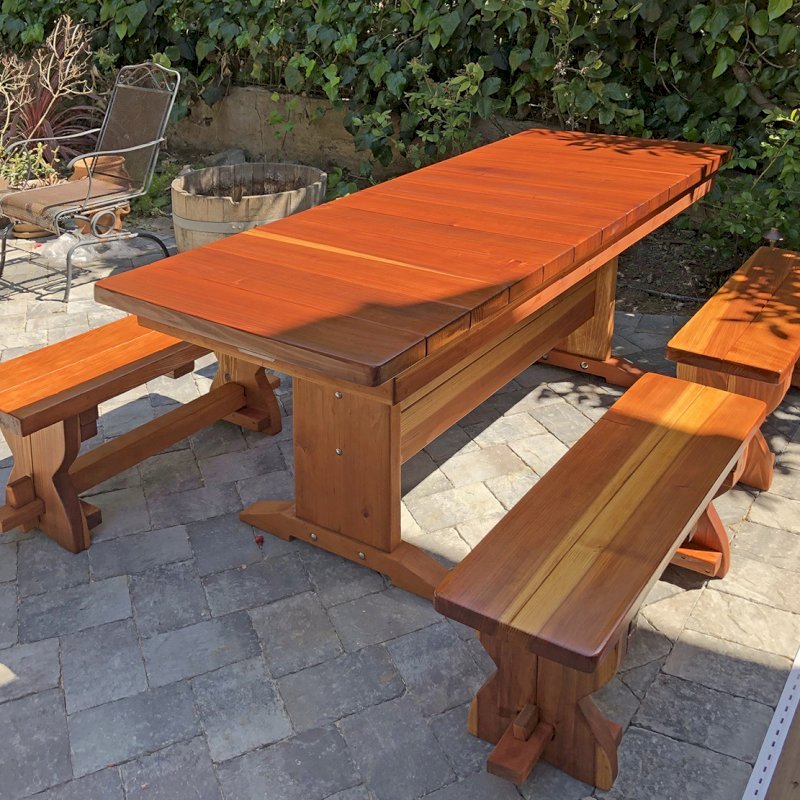 Outdoor Redwood Dining Table, Custom Made To Order Tables