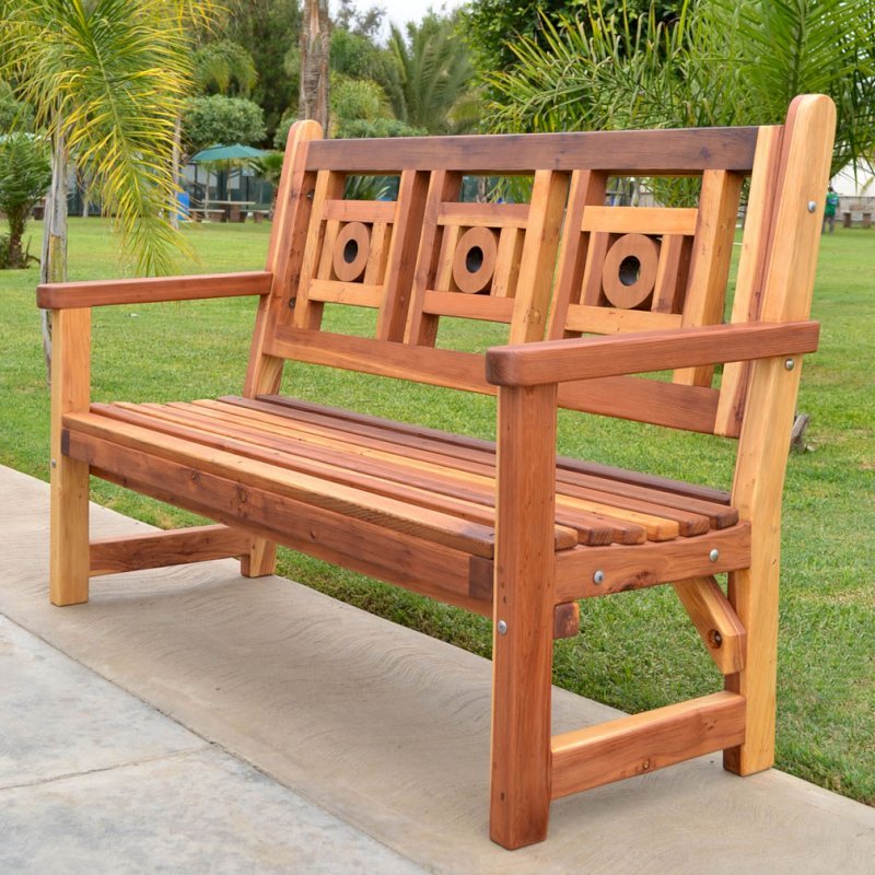 Outdoor Wooden Bench with Design for Garden Seating