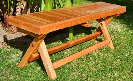 Folding Outdoor Wood Bench, Portable with Spinning Wood Locks