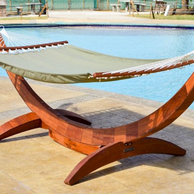 Hammock with clearance wood stand