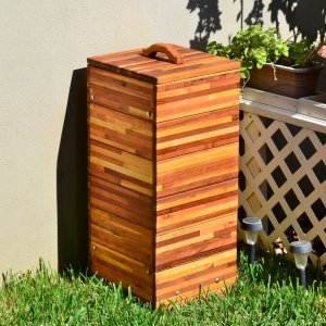 Regal Refuse Receptacle - Wood Garbage Can | Forever Redwood