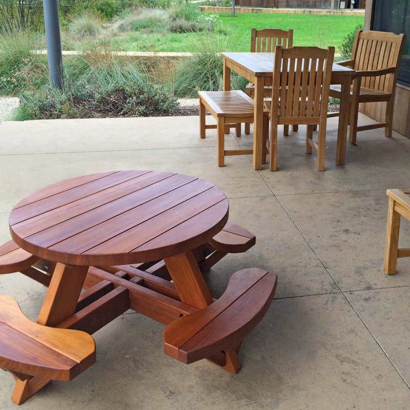 Round Wooden Picnic Table Kit For Toddlers Forever Redwood