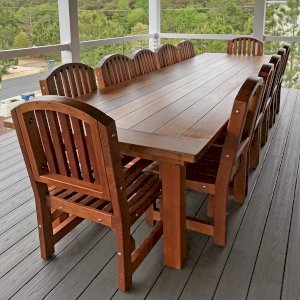 redwood patio table and chairs