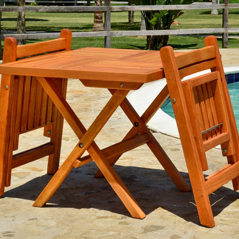 Square Wooden Folding Table with Two 