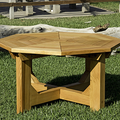 The Mandala Patio Table (Options: 5' Diameter, No Seating, Douglas-fir, Standard Design, No Lazy Susan, Standard Tabletop, No Umbrella Hole, Transparent Premium Sealant).