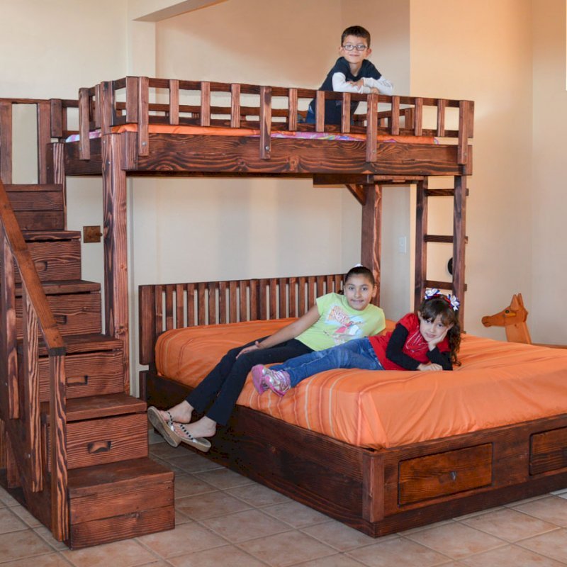 The Stairway Wooden Bunk Beds   Forever Redwood