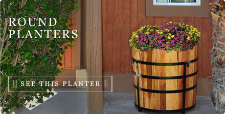 Round Wooden Planters Forever Redwood