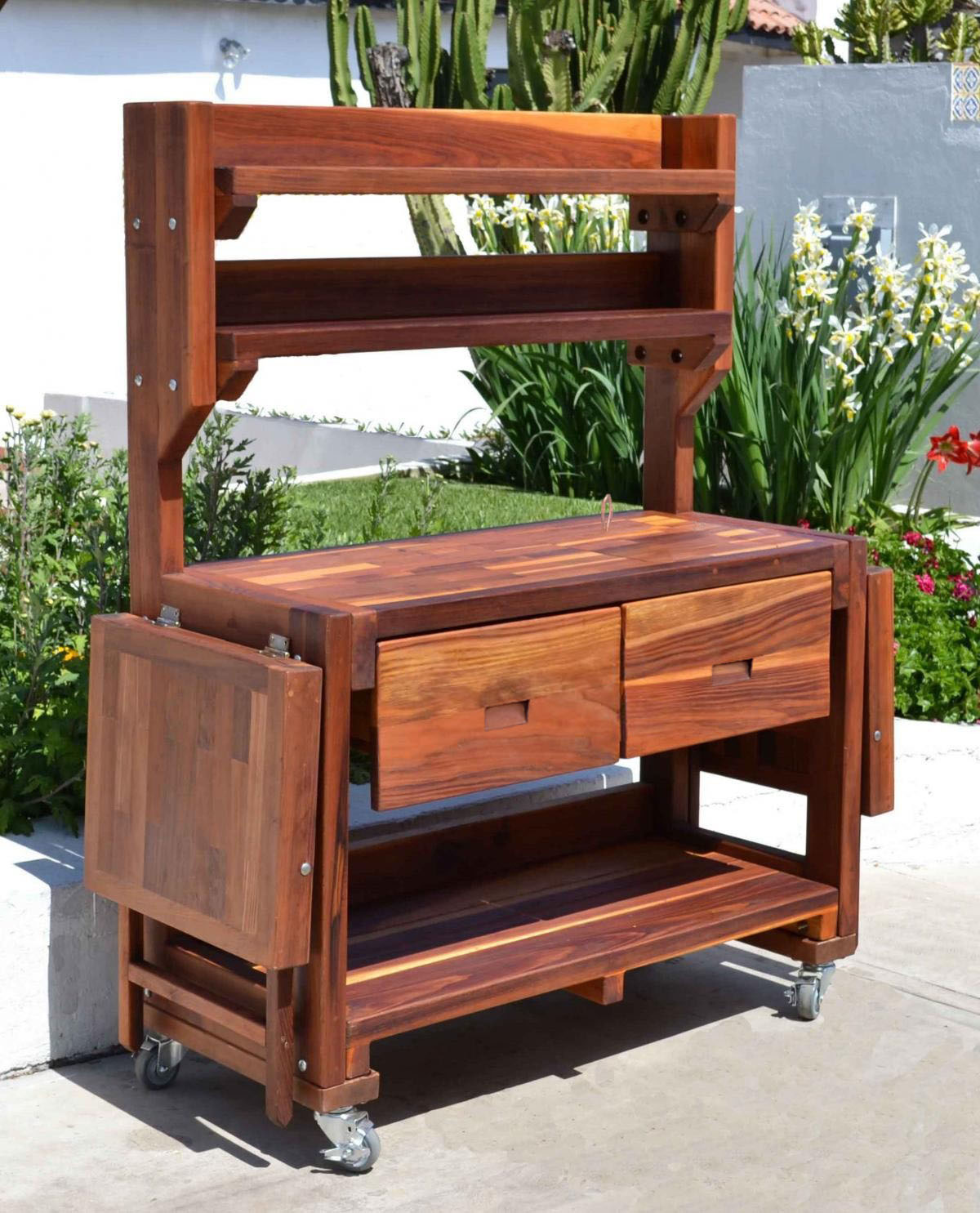 redwood potting table