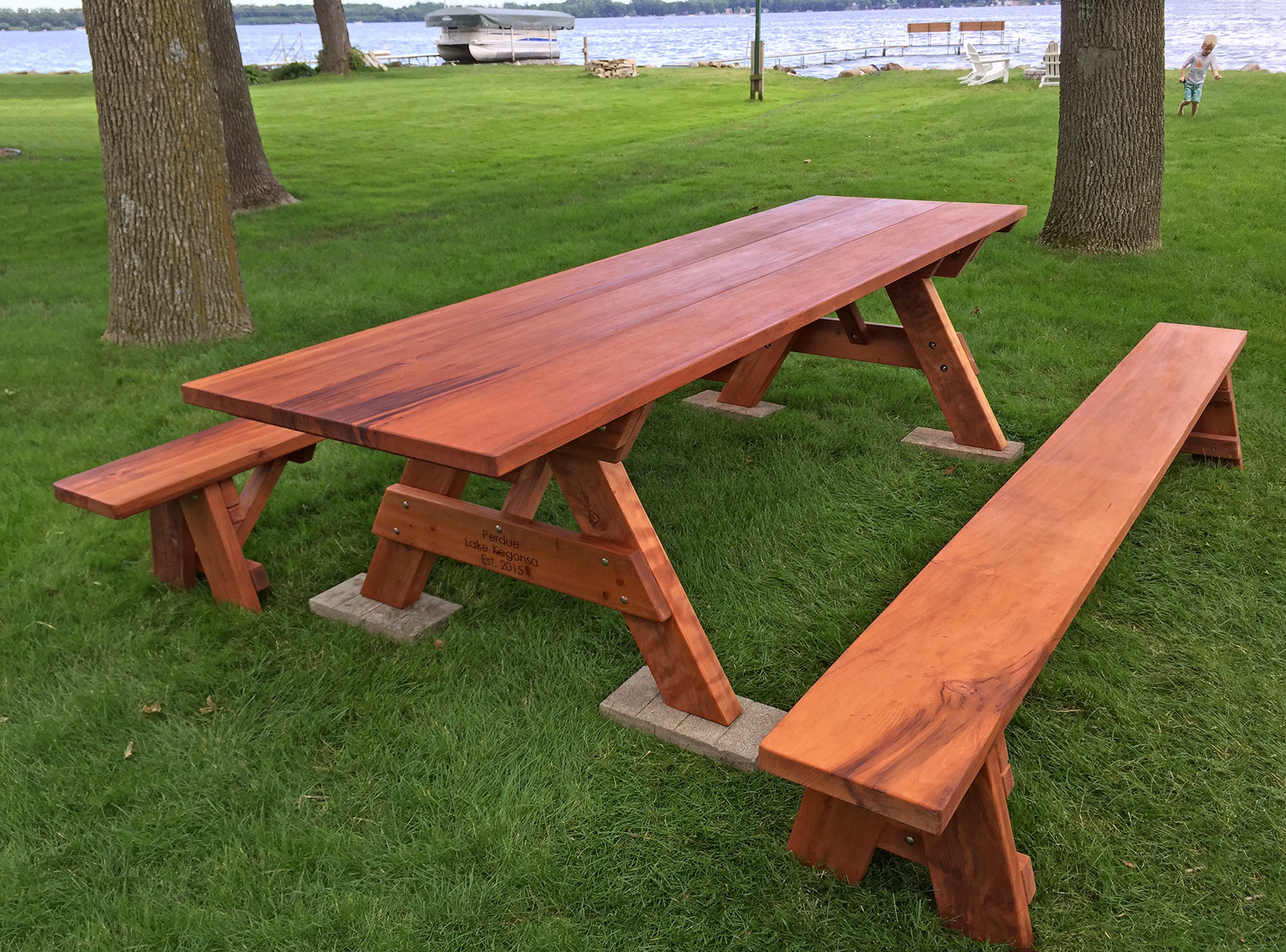 Wooden side picnic table