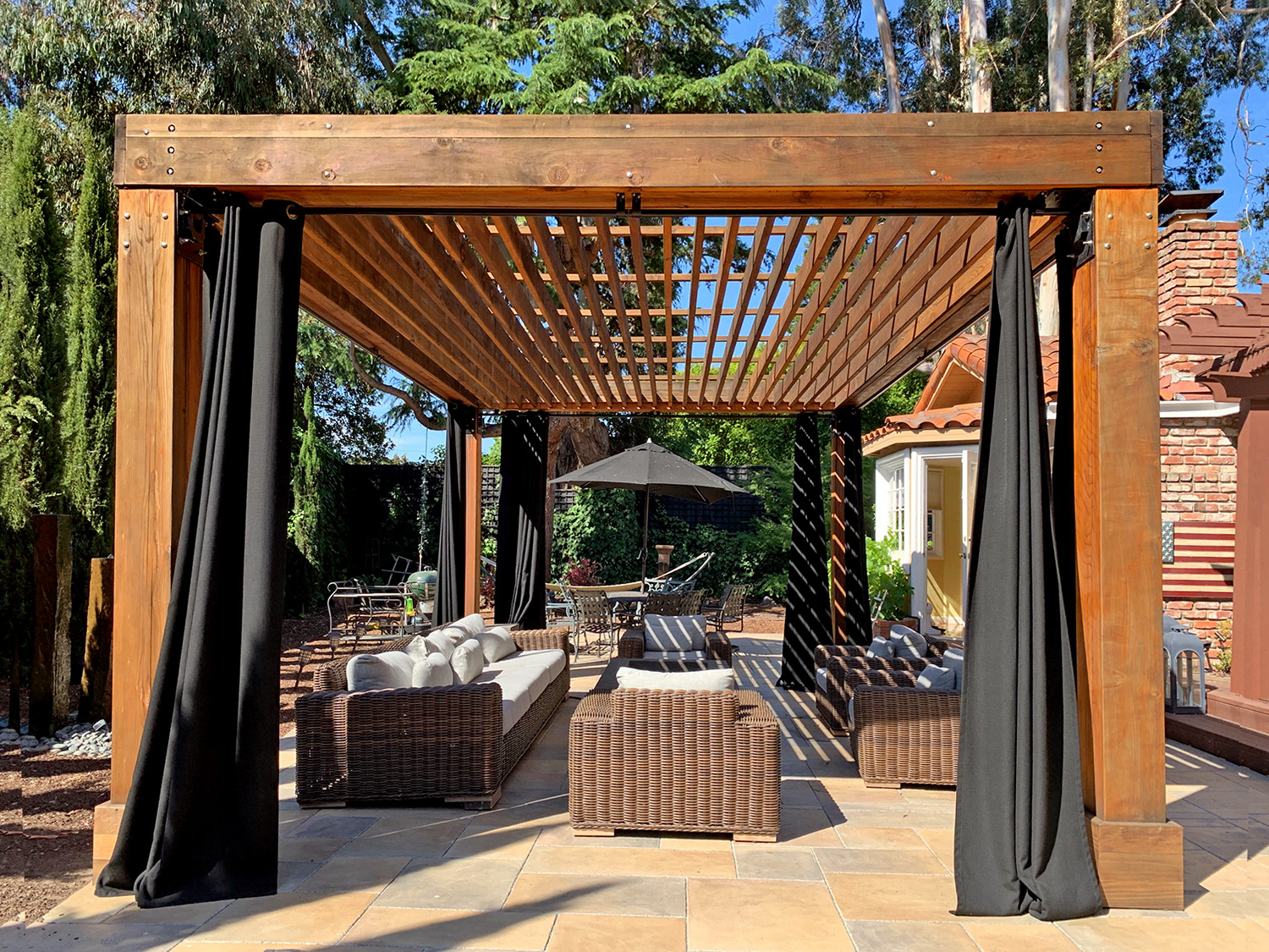 Modern Fat Timber  Pergola  Custom Made from Redwood