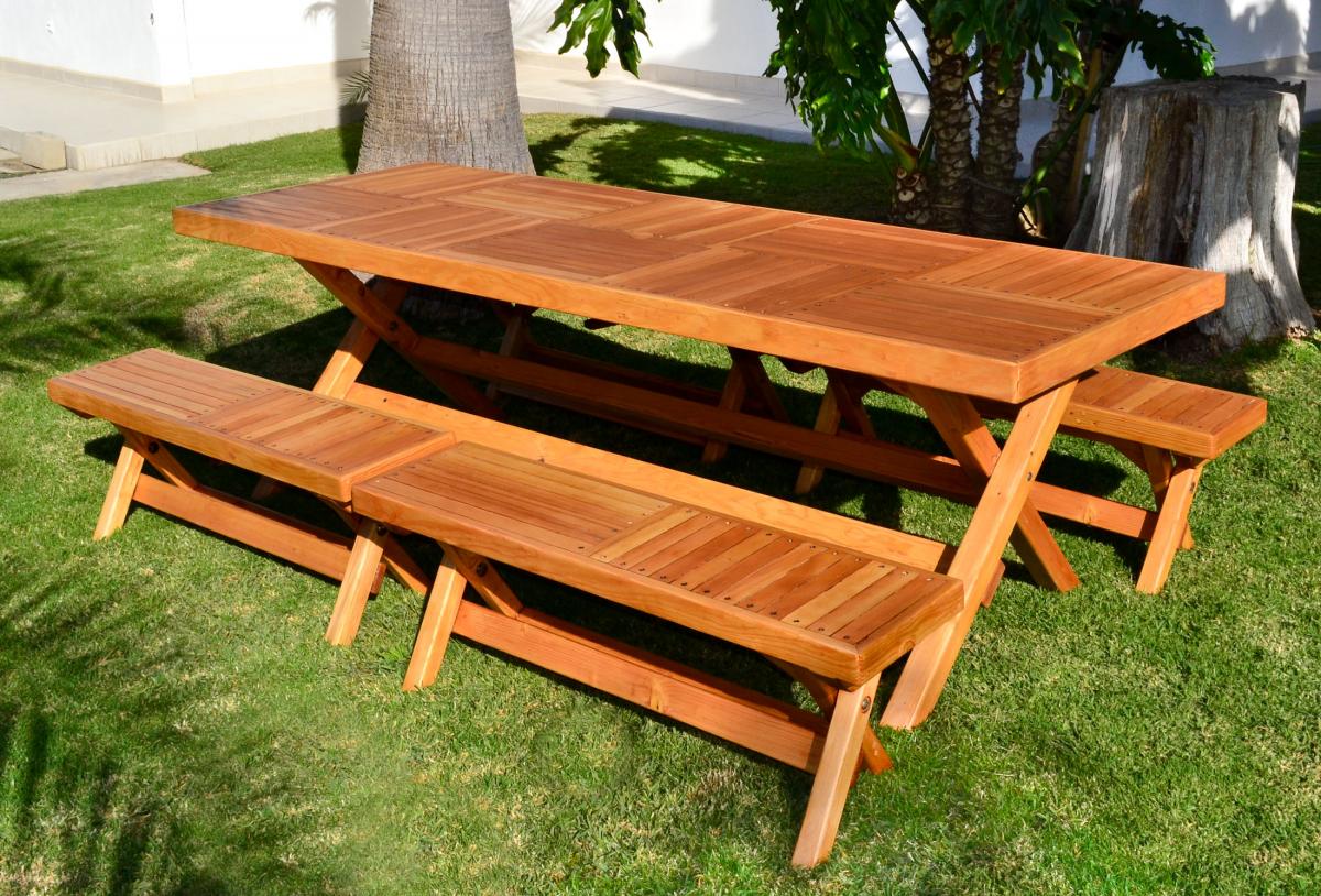 folding camping table with benches