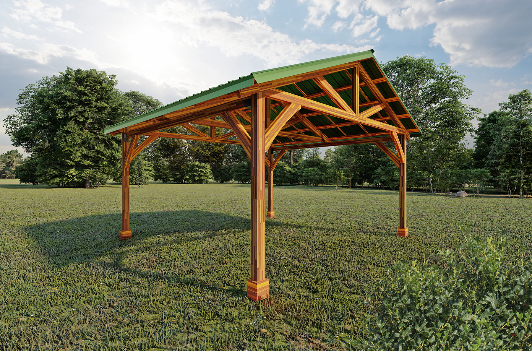 The San Carlos Carport Pavilion: Redwood Pavilion Kit to Attach to House