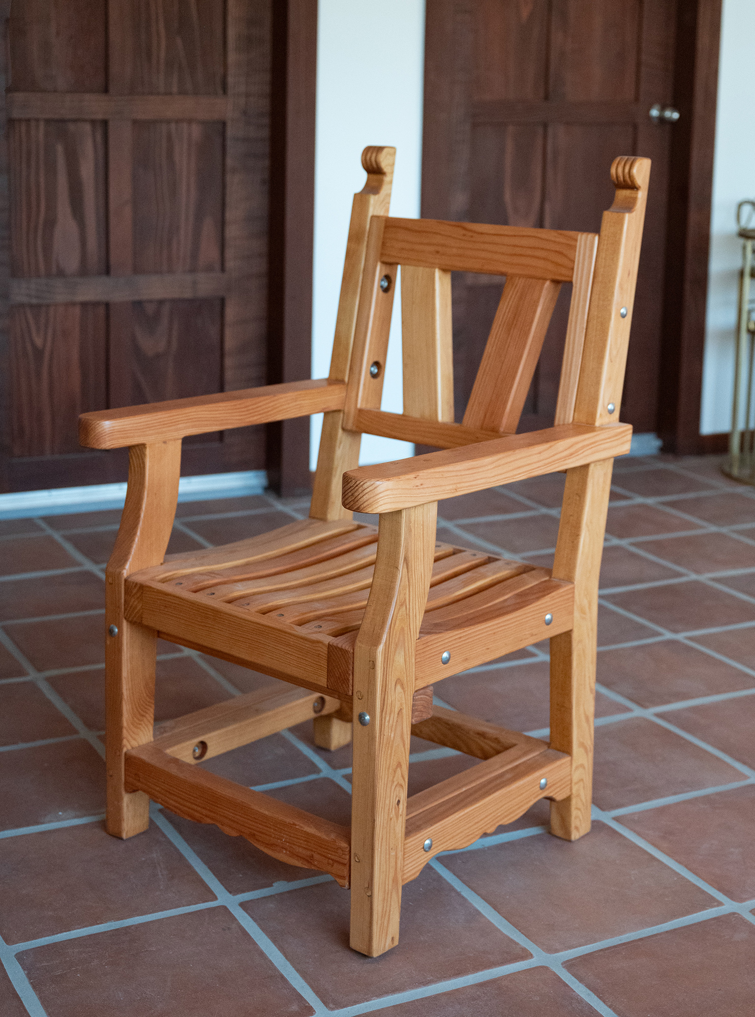 Segovia Chair, Redwood Dining Chair, Finely Finished Wooden Chair