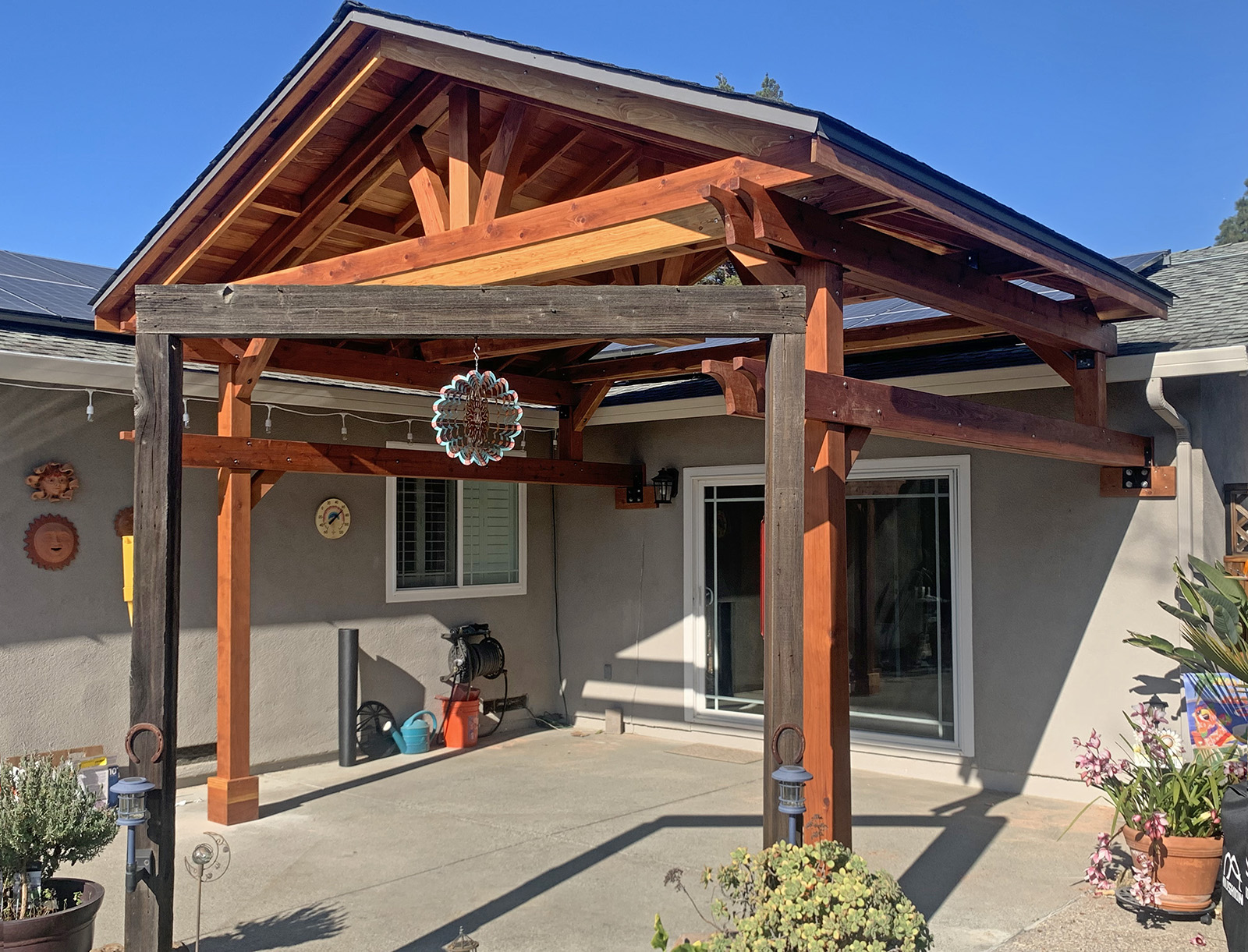 The Del Norte Porch Pavilion: Redwood Pavilion Kit to Attach to House