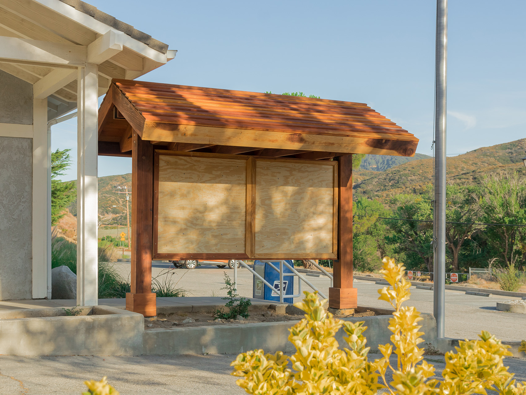 outdoor wooden kiosk